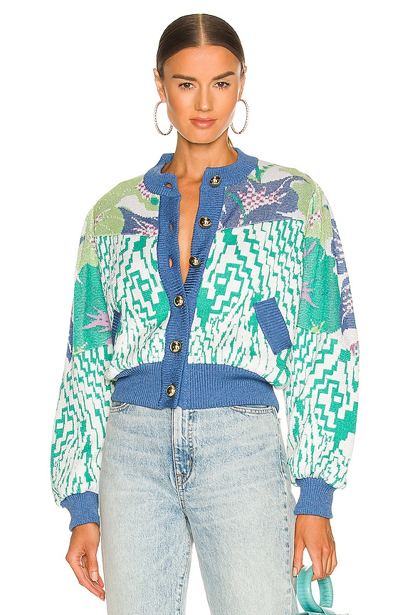 view 1 of 4 Alegra Jacquard Bomber Jacket in Blue