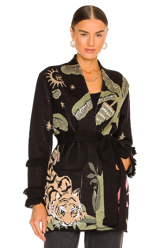 view 2 of 5 Drinking Tiger Jacquard Cardigan in Black