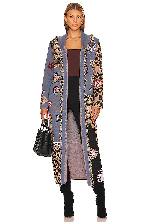 view 2 of 4 Enchanted Leopard Jacquard Duster in Navy & Black