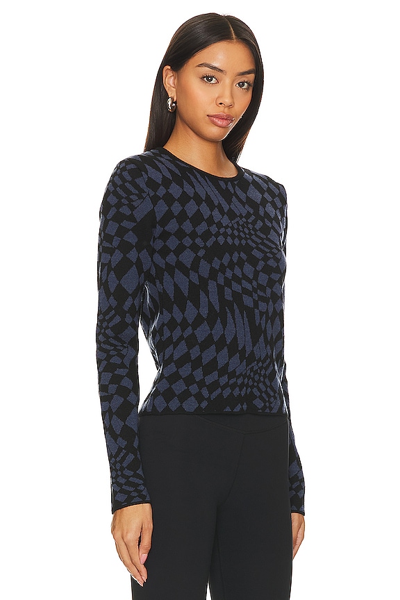 view 2 of 4 GILET LONG in Abstract Check Navy & Black