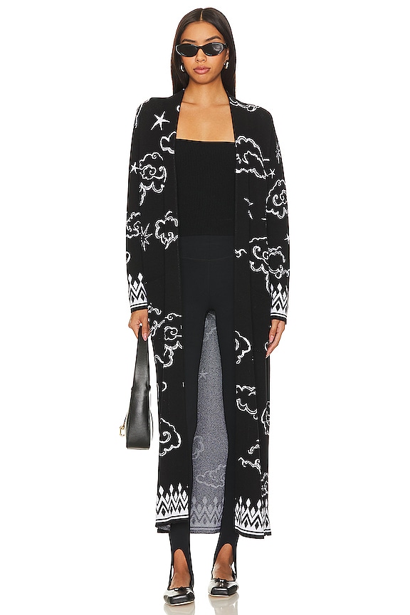 view 1 of 4 Cotton Jacquard Duster in Lucky Clouds Black