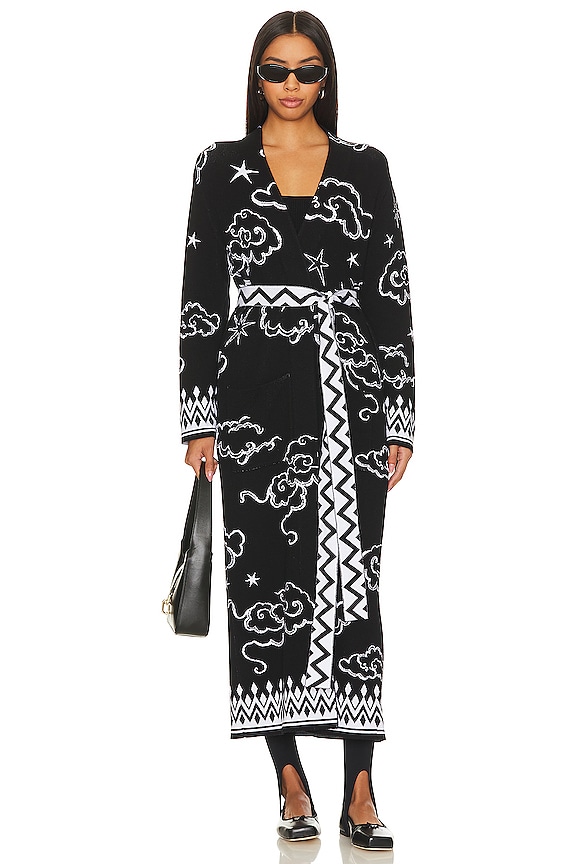 view 2 of 4 Cotton Jacquard Duster in Lucky Clouds Black
