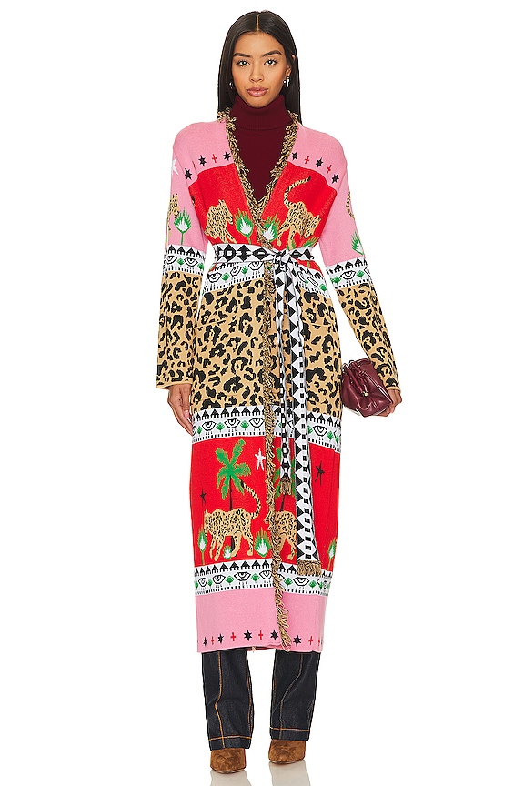 view 2 of 4 Leopardess Duster in Red & Pink