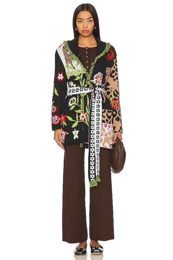 view 2 of 4 Enchanted Leopard Cotton Cardigan in Black & White