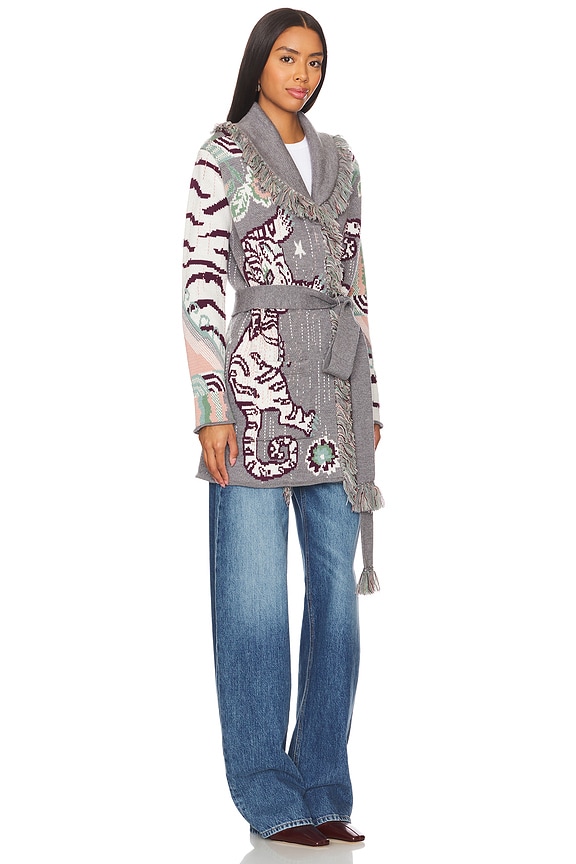 view 2 of 3 Tibetan Tiger Jacquard Short Cardigan in Grey