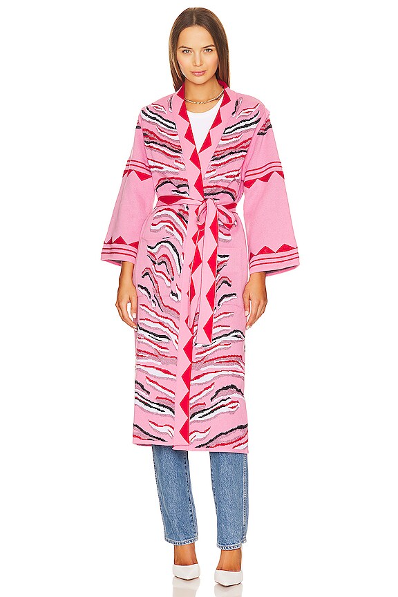 view 2 of 4 Cotton Jacquard Wide Sleeve Duster in Tiger Splash