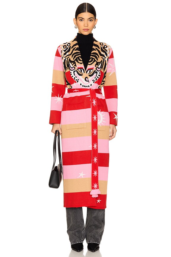 view 2 of 4 Tiger Stripe Jacquard Duster in Pink