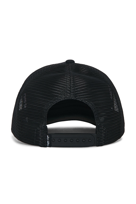 view 2 of 3 Leather Studded Script Meshback in Black