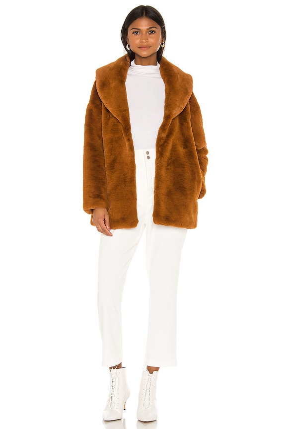 view 1 of 4 Ava Faux Fur Coat in Cinnamon