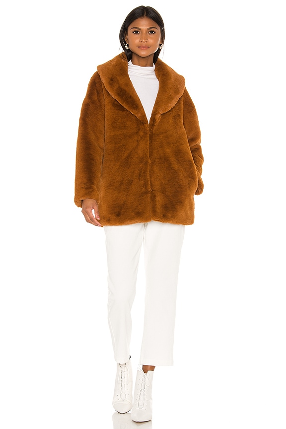 view 2 of 4 Ava Faux Fur Coat in Cinnamon