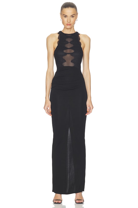 view 1 of 5 ROBE WAVE LACE EVENING DRESS in Black