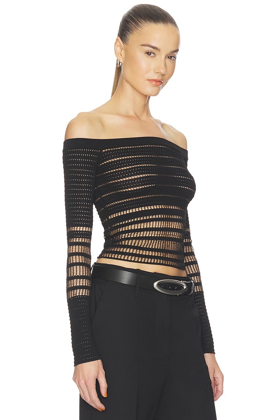 view 2 of 6 Veiled LS Top in Black