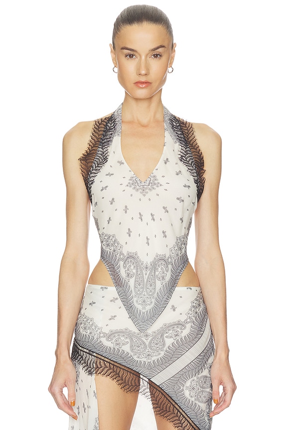 view 1 of 6 Split Bandana Top in White