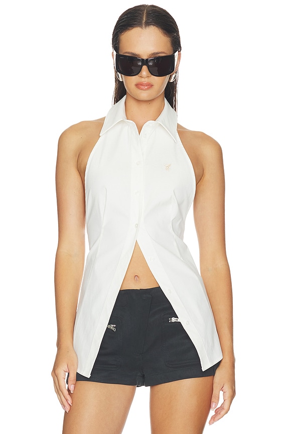 view 1 of 7 CAMISA CINCH BACK HALTER SHIRT in White
