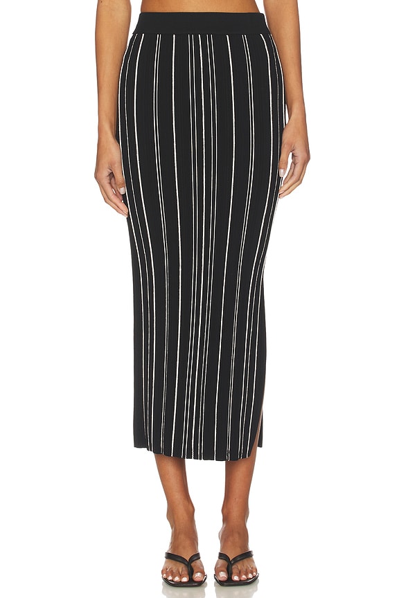 view 2 of 6 JUPE LONGUE PEONY in Black Ivory Stripe