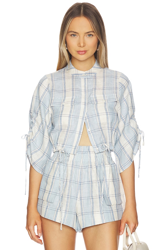 view 1 of 4 Eva Top in Blue Plaid