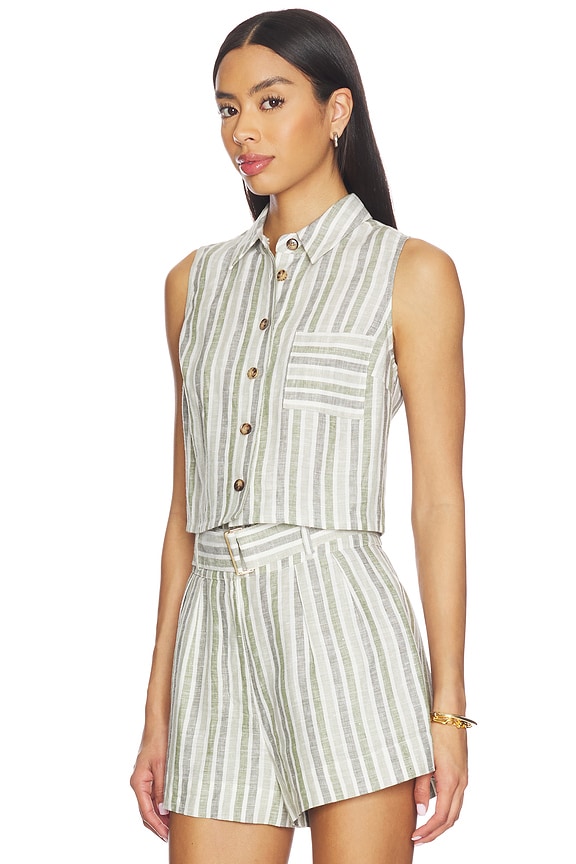 view 2 of 5 Katja Yarn Dyed Top in Sage Stripe