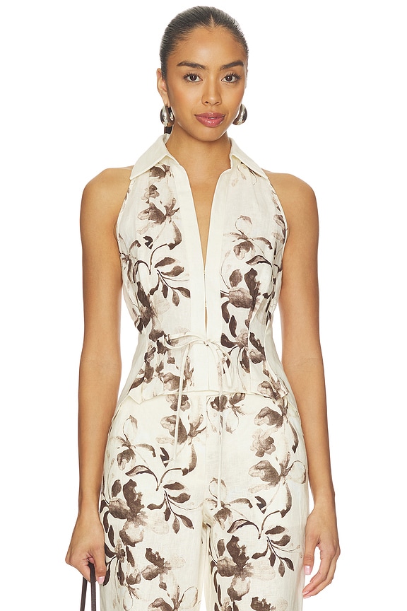 view 1 of 4 GILET SLOAN in Painted Flower Chocolate