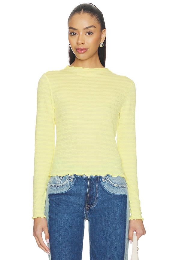 view 1 of 4 Ynes Long Sleeve Top in Limoncello With Pear Sorbet Stitching