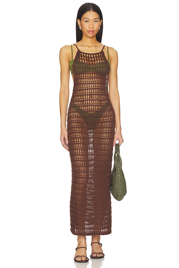 view 1 of 3 Long Pipa Knit Dress in Brauna Brown
