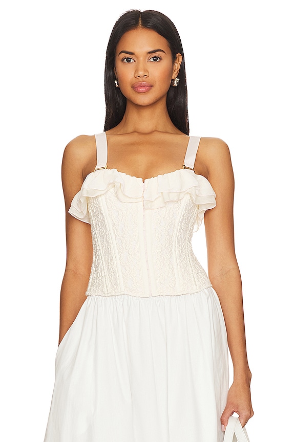 view 1 of 5 Seams Like A Princess Corset in La Creme