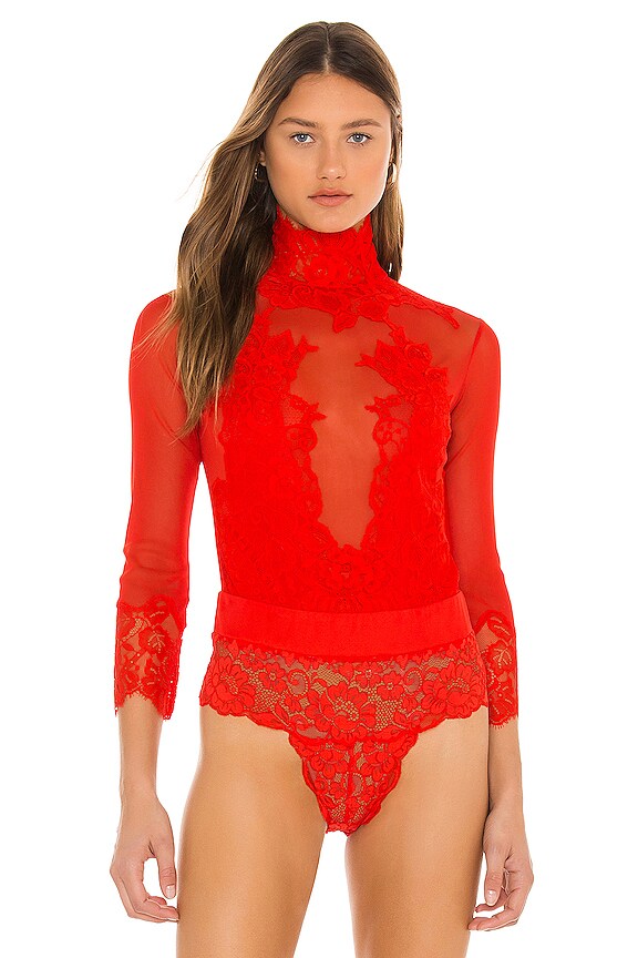 view 2 of 5 Take HAH Bow Bodysuit in Blood Orange