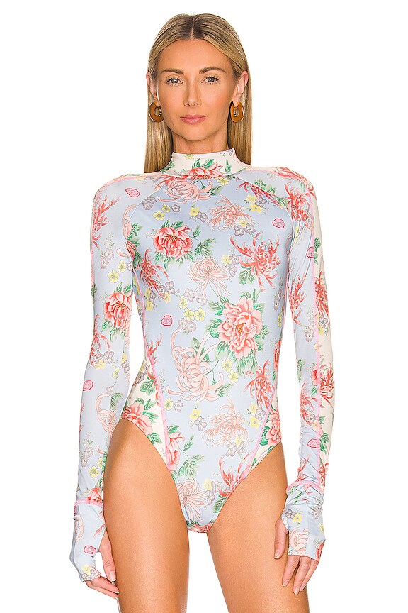 view 2 of 5 Gloves Off Bodysuit in Kyoto Kimono & French Blue