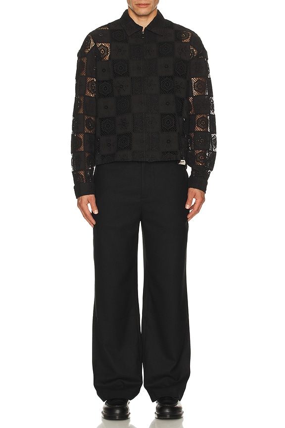 view 2 of 4 Crochet Full Zip Jacket in Black