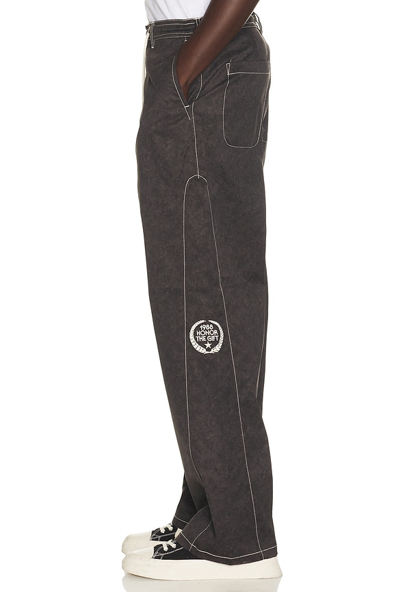 view 2 of 6 Twill Embroidered Pant in Black