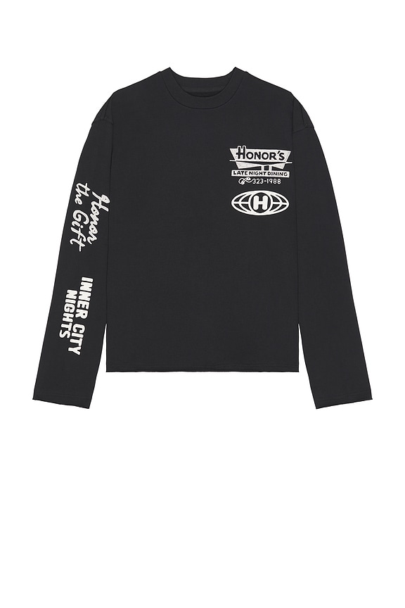 view 2 of 5 Mixed Logo Crew Neck Long Sleeve Tee in Black
