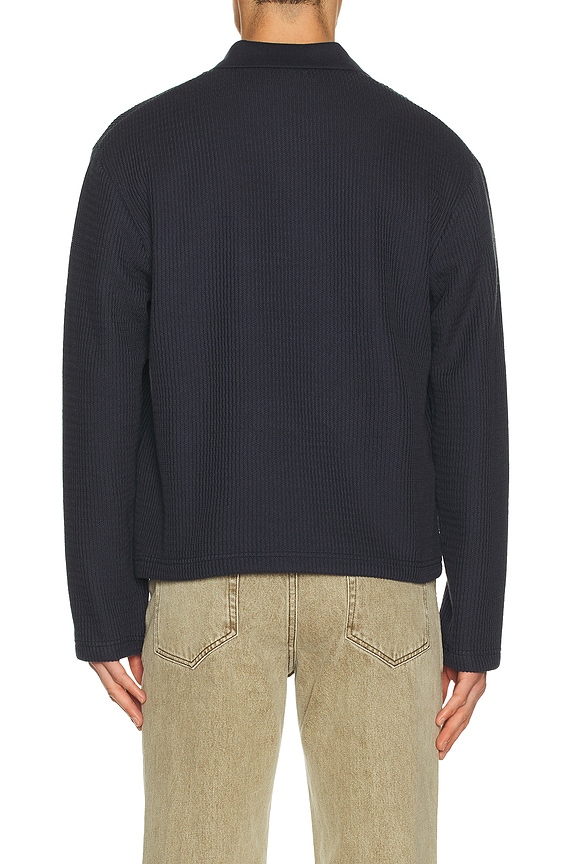 view 2 of 5 Wavy Knit Long Sleeve Polo in Navy