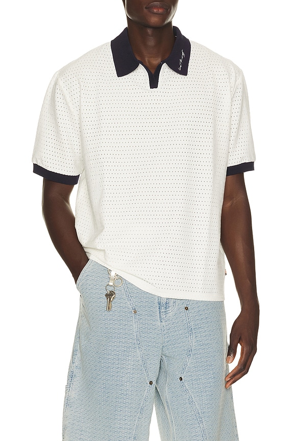 view 1 of 5 Pique Colorblock Polo in Bone