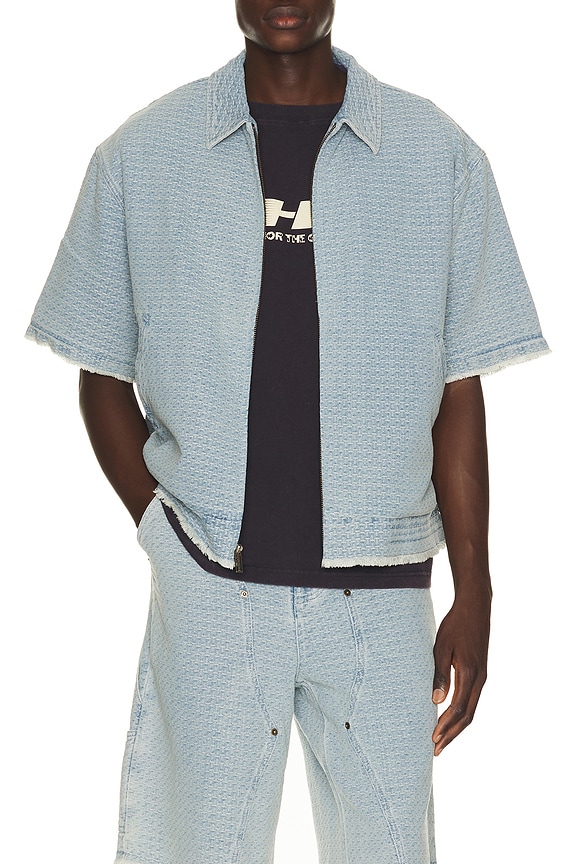 view 1 of 5 Vintage Indigo Zip Front Short Sleeve in Light Indigo