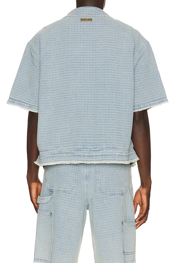 view 2 of 5 Vintage Indigo Zip Front Short Sleeve in Light Indigo