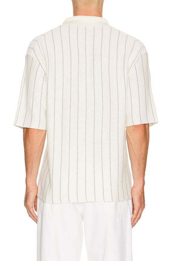 view 2 of 4 Short Sleeve Stripe Polo. in White & Grey Stripe