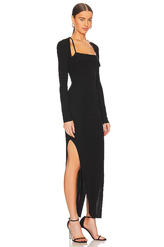 view 2 of 3 Long Sleeve Cut Out Midi Dress in Black