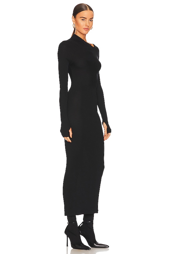 view 2 of 3 ROBE MI-LONGUE ASYMMETRICAL BASE in Basalt Black