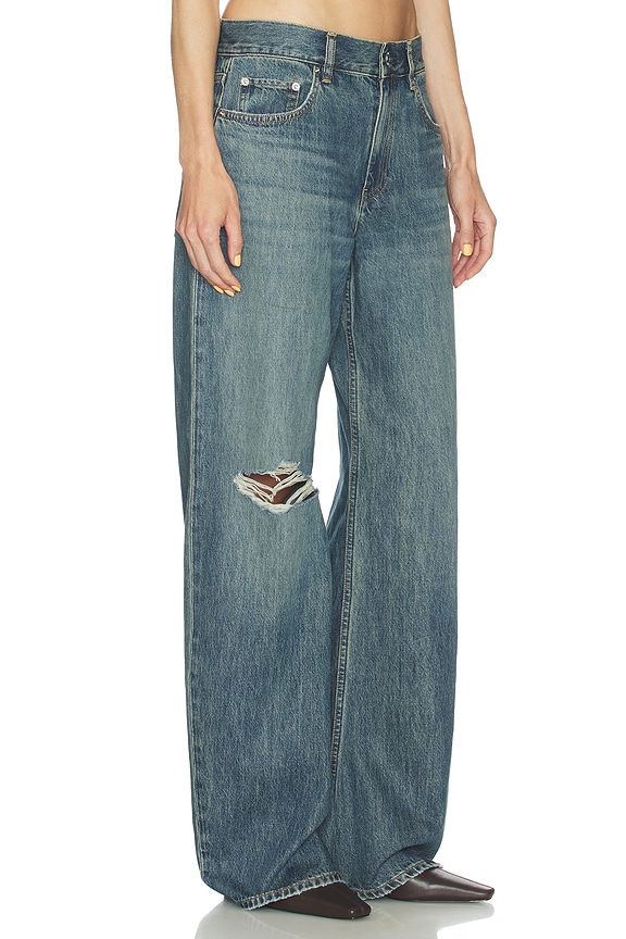 view 2 of 6 Relaxed Destroyed Bootcut Jeans in Tinted Vintage Blue