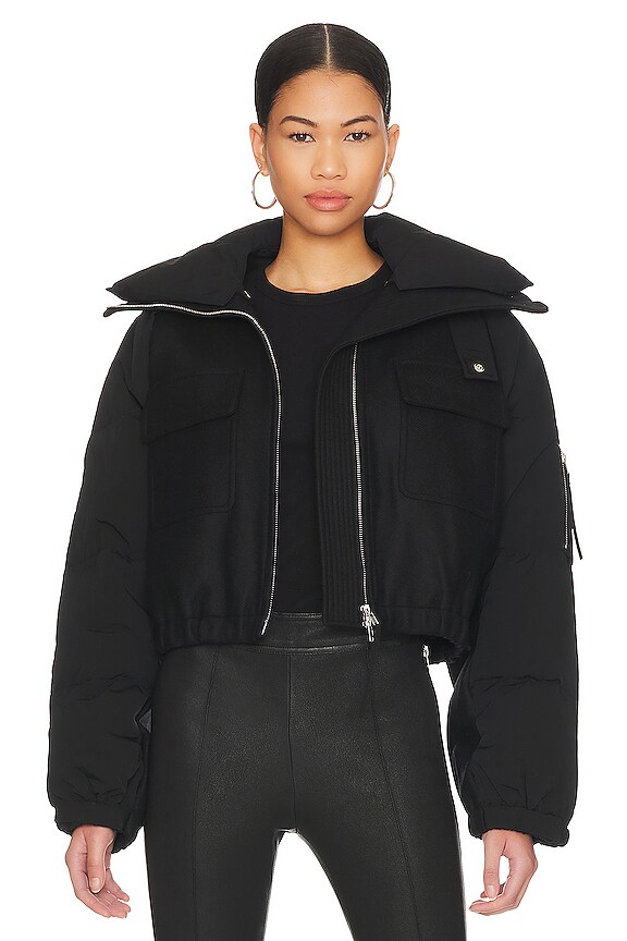 view 1 of 8 Hybrid Bomber Puffer Jacket in Black