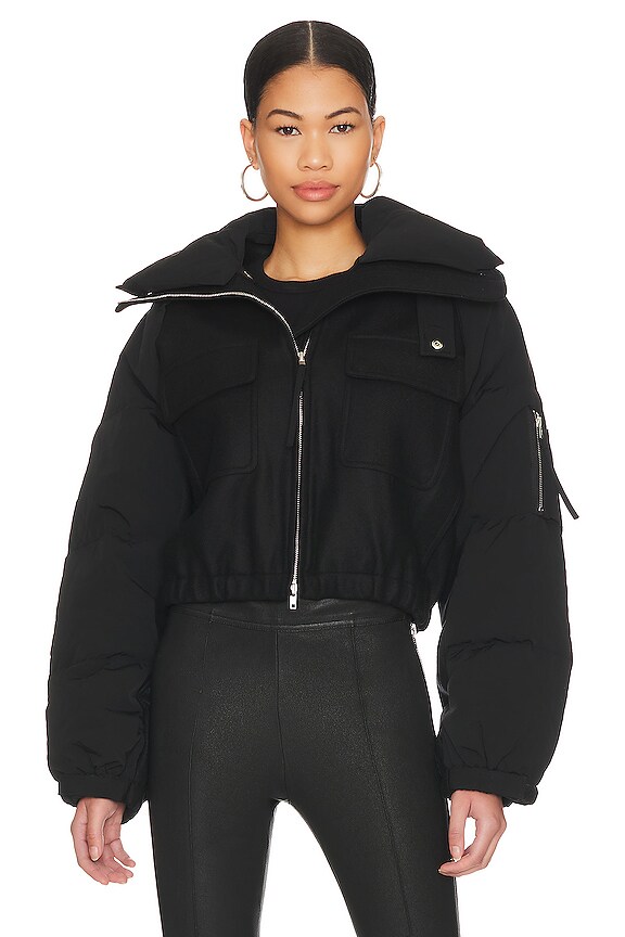 view 2 of 8 Hybrid Bomber Puffer Jacket in Black