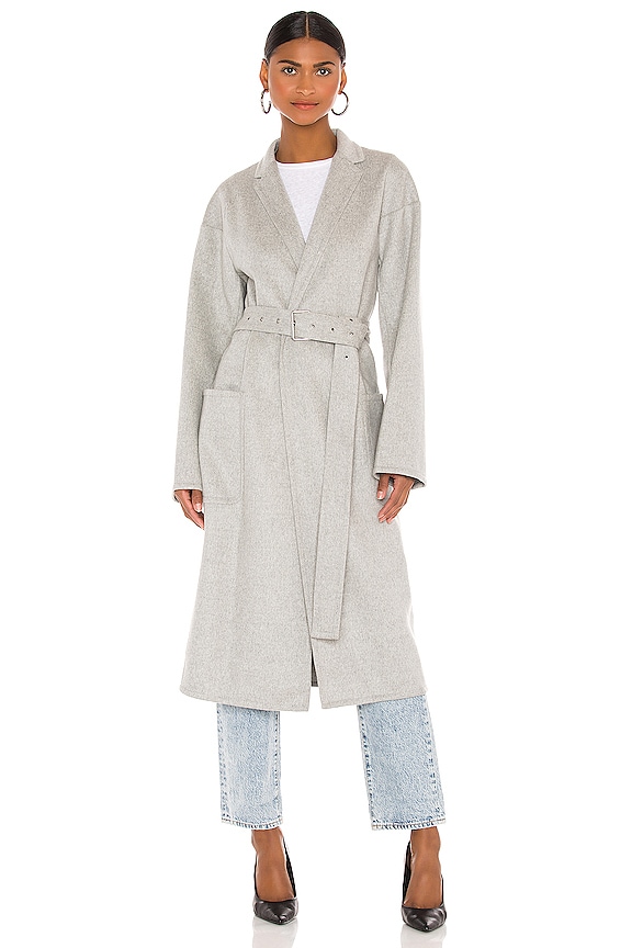 view 2 of 4 Belted Cash Coat in Light Grey Melange