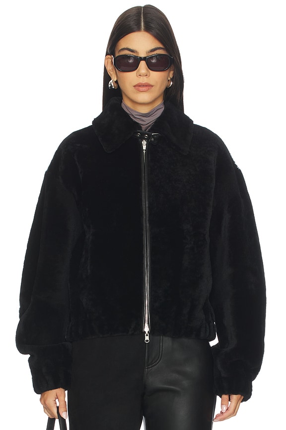view 2 of 5 Shearling Bomber in Black
