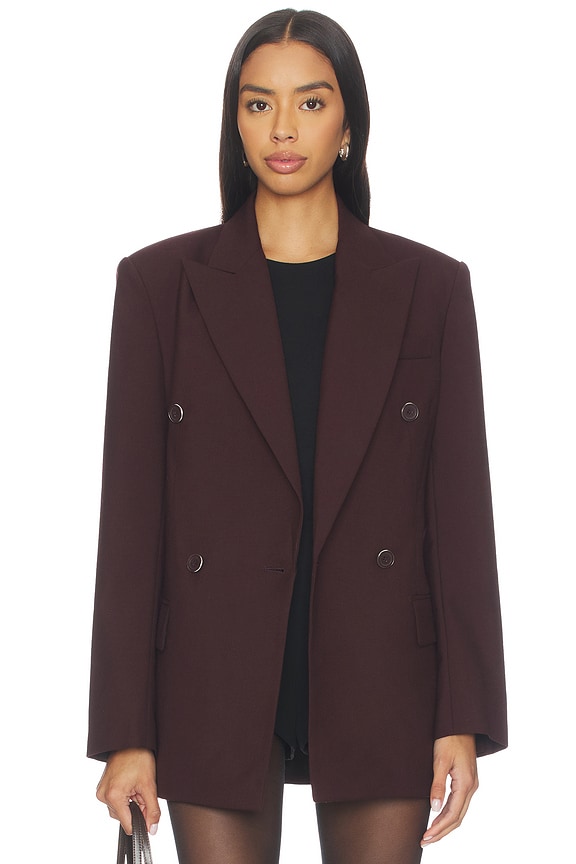 view 2 of 5 Double Breasted Belt Blazer in Mahogany