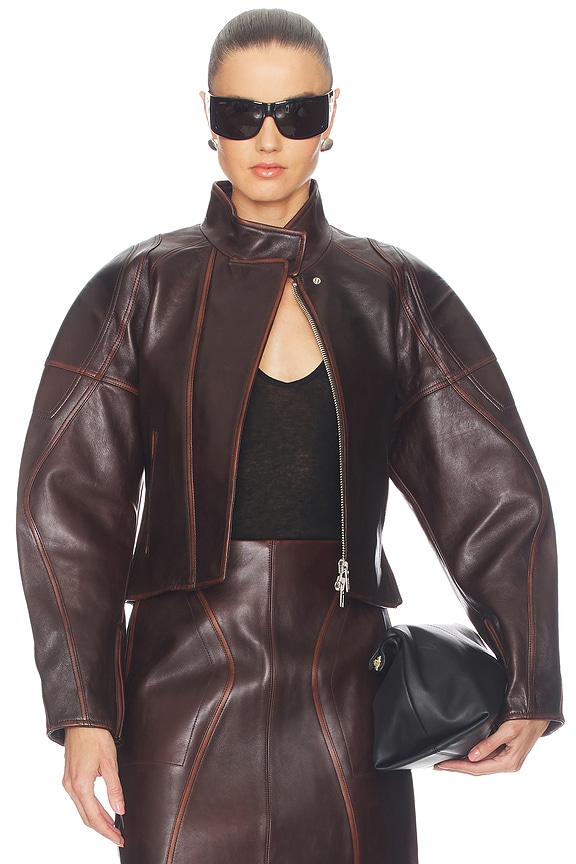 view 2 of 5 Leather Saddle Jacket in Saddle