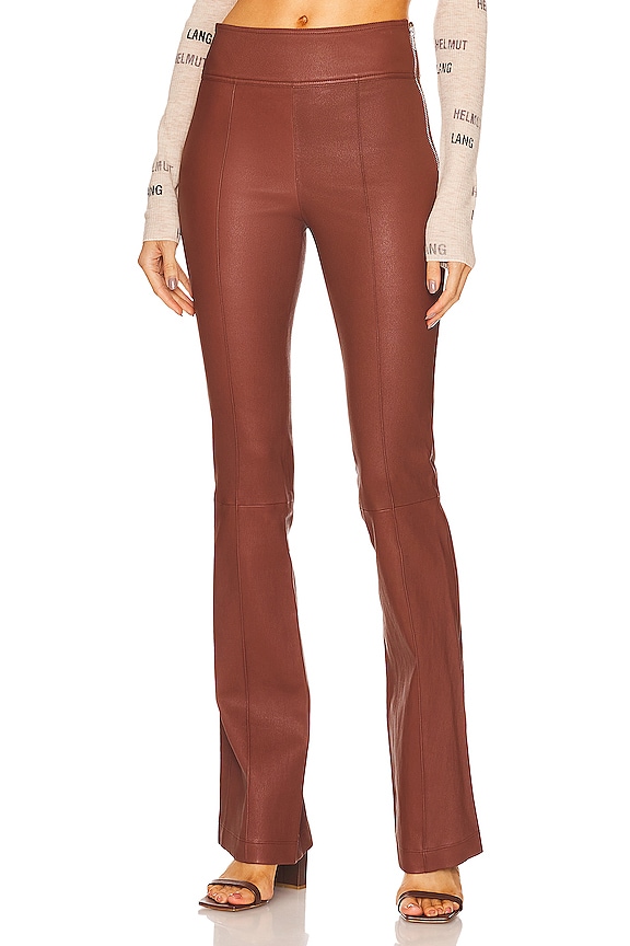 view 1 of 4 Leather Bootcut Pant in Cinnamon