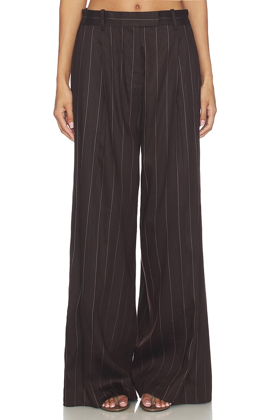 view 1 of 6 Wide Double Pleated Trousers in Brown Multi