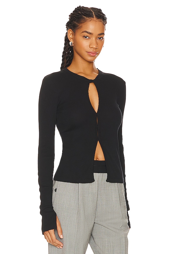 view 2 of 4 Base Rib Long Sleeve Top in Basalt Black