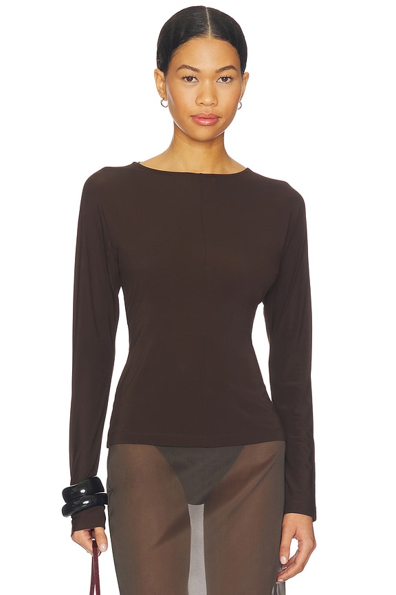 view 2 of 5 Cowl Back Long Sleeve Top in Bistre