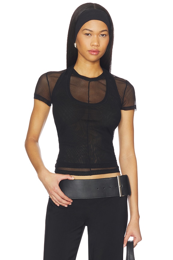 view 1 of 4 Mesh Layered Top in Black