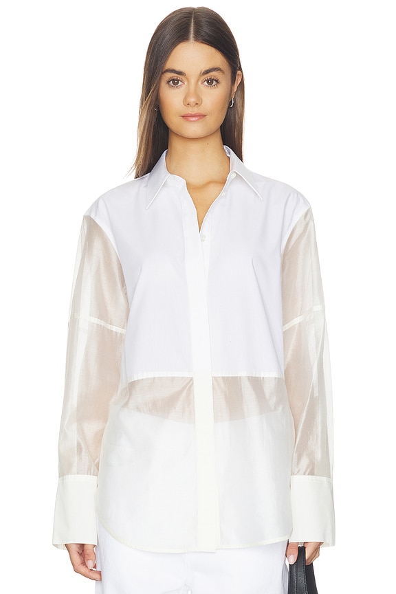 view 2 of 5 CHEMISE COMBO LONG SLEEVE in White & Soft White